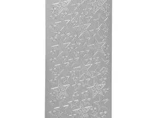 Sølv Stjerne Stickers - 10x23 cm, 1 ark