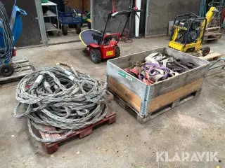 Stropper og stålwire samt 2 kædetaljer