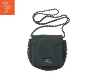 Lille sort skuldertaske med kædestrop (str. 18,5x21 cm)