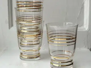 Glas m gulddekoration, 4 stk samlet