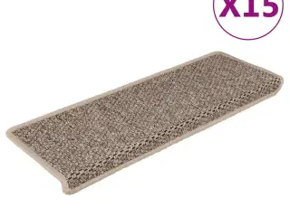 Selvklæbende trappemåtter 15 stk. 65x21x4 cm sisal-look beige