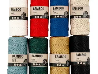 Bambussnor 1 mm - Ass. Farver, 8 ruller á 65 m