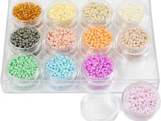 Rocaiperler, diam. 3 mm, str. 8/0, hulstr. 0,6-1,0 mm, pastelfarver, 12x17g/ 1 pk.