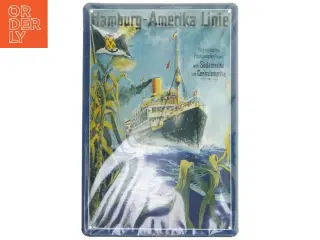 Metalskilt med Vintage skibsmotiv (str. 30x20 cm)