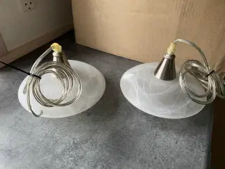 2 fine loftslamper med marmoreret glas
