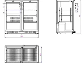 Professionel backbar flaskekøleskab – 90x52x85 cm