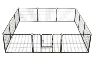 Løbegård til hunde 12 paneler sort 80 x 60 stål