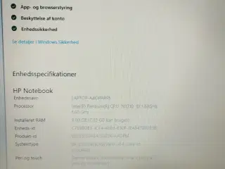 Hp bærbare computer med oplader 15 