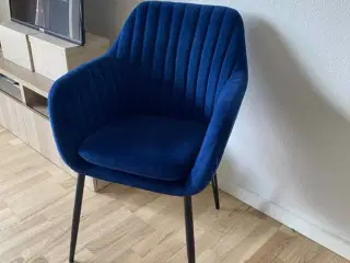 Blå muslingestol i velour
