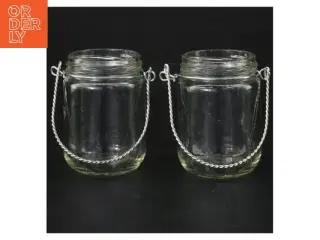 Glas lanterner med håndtag (str. 9 cm. 2 styk)