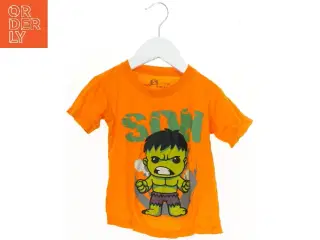 Orange T-shirt med Hulk-print (str. S)