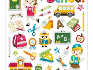 Stickers, skoleliv, ark 15x16,5 cm, 1 ark