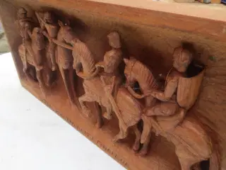 2 stk Træ Relief Figurer Friskåret Håndlavet 
