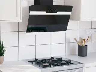 Væghængt emhætte 60 cm stål og hærdet glas sort