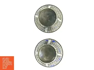 Dekorative sølvfarvede lysestager med blåt glas (str. 10 x, 8 cm)