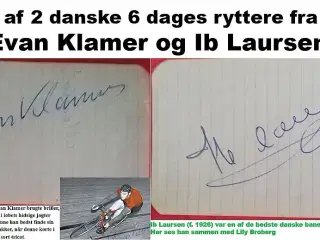 Autograf af 6-dagsrytter EVAN KLAMER og IB LAURSEN