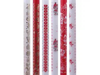 Kalenderlys, H: 30 cm, diam. 22 mm, rød, hvid, 24stk./ 1 pk.
