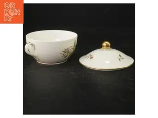 Porcelæn suppeterrin med låg og blomstermotiv fra B&G