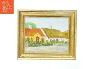 Landskabsmaleri med trærankeramme (str. 38x32,5 cm)