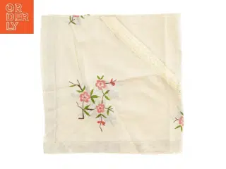 Borddug med blomsterbroderi (str. 85x85 cm)