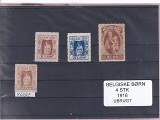 Belgiske Børn - 1916 - Velgørenhed - 4 Stk. - Ubrugt