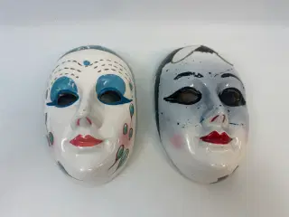 2 stk. flotte masker i porcelæn
