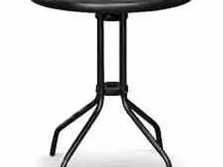Bistro Cafébord 60 cm rundt - med sort glasplade og sort metalstel