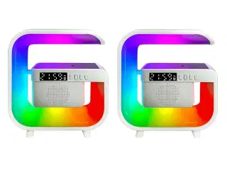 2 stk. Bluetooth højttaler, opladelig med indbygget trådløs oplader.