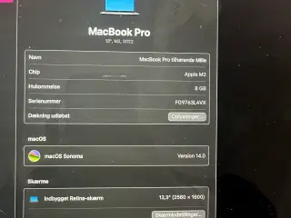MacBook pro touch bar 2022 M2