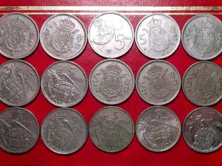 SPANIEN SPAIN ESPANA 15 x 5 Peseta 1958 - 1984