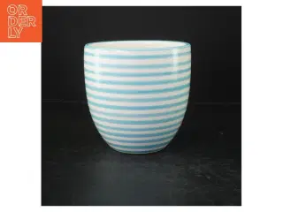 Blåstribet keramikvase (str. Ø. 15 cm. længde, 16 cm)