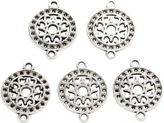 Smykkevedhæng, diam. 14 mm, hulstr. 1,2 mm, forsølvet, 5stk./ 1 pk.