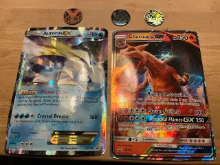 2 jumbo pokemon kort og 3 mønter