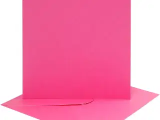 Kort og kuverter, kort str. 15,2x15,2 cm, kuvert str. 16x16 cm, 220 g, pink, 4sæt/ 1 pk.