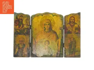 IRussisk Træ Ikon triptykon 1900-tallet (str. 21x15,5 cm)