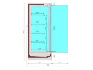 Combisteel vægmonteret køleskab – 391x85x205 cm