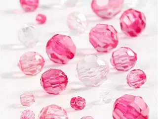 Facetperler, str. 4-12 mm, hulstr. 1-2,5 mm, pink, 45g/ 1 pk.
