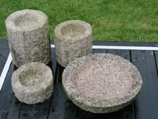 Fuglebad og krukker af granit sælges