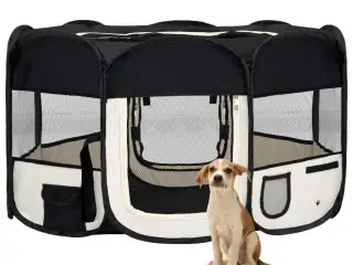 Foldbar hundegård med bæretaske 145x145x61 cm sort