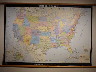 Velholdt skolekort over USA(149 x 101)cm