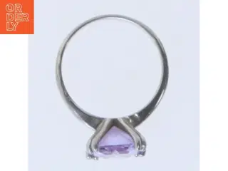 Sølv ring med lilla sten (str. 53 mm)