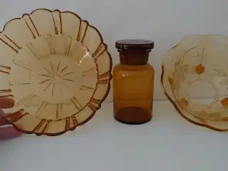 3 vintage ravfarvede glasobjekter