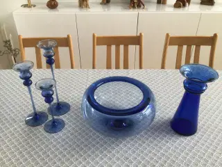 Vase, skål, lysestager i Holmegård