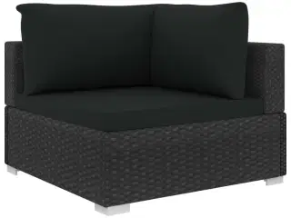 Haveloungesæt 6 dele med hynder polyrattan sort