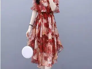 Print kjole med rose motiv Størrelse :M