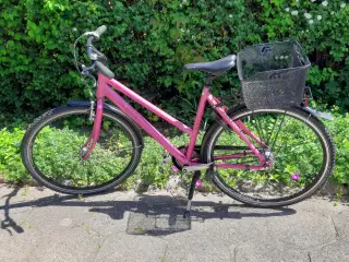 Pink lyserød damecykel m. 7 gear