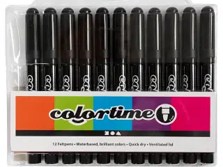 Colortime Tusch, streg 5 mm, sort, 12 stk./ 1 pk.