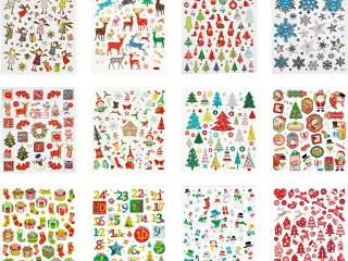 Jule Stickershæfte med Glitter og Metalfolie - 12 Ark