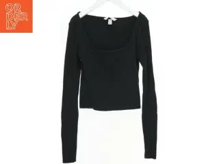 Sort ribbet bluse med lange ærmer fra H&M (str. XS)