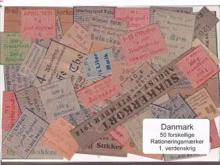 Danmark Rationeringsmærker 1. Verdens Krig 50 Stk.